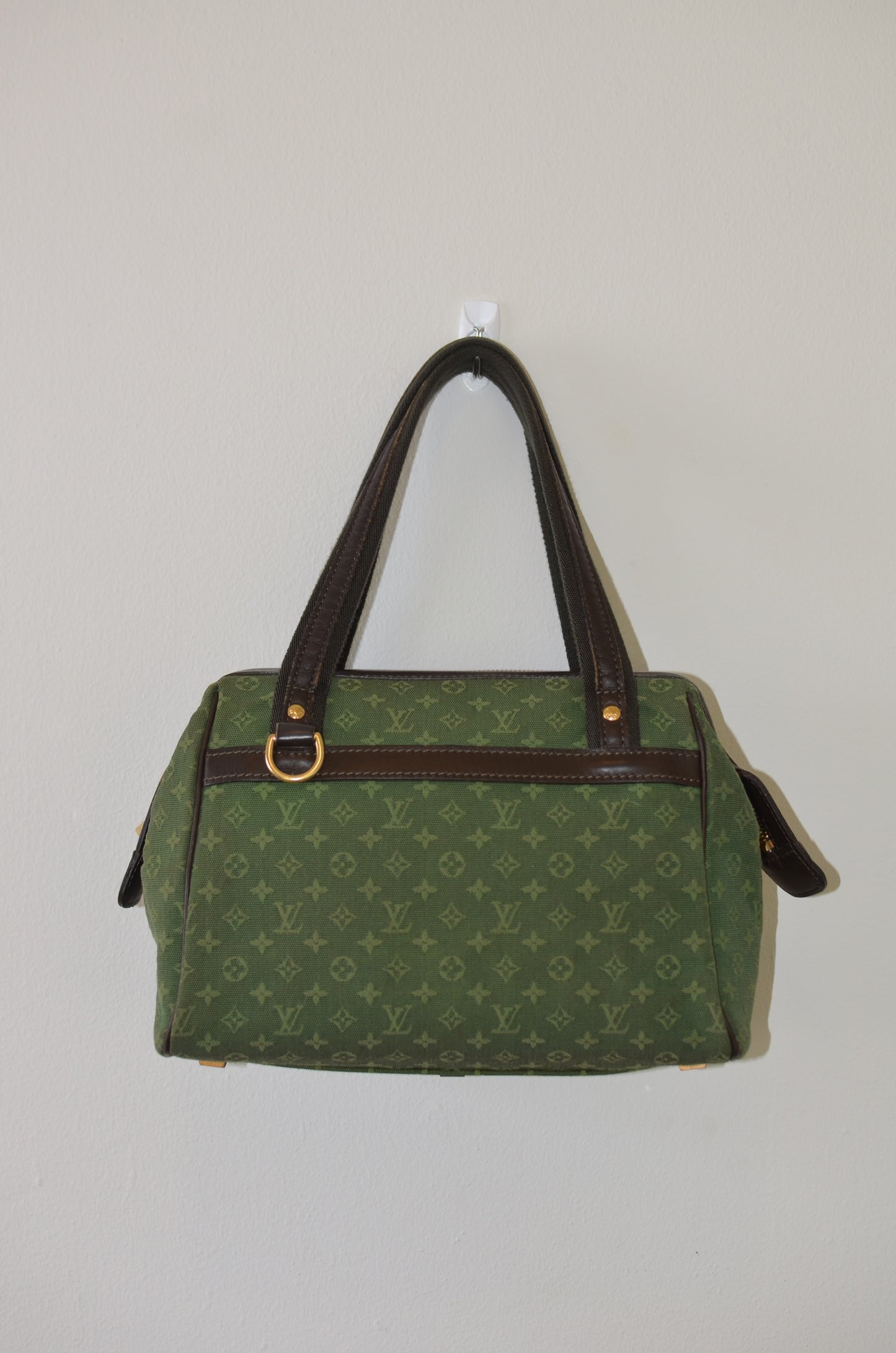 Rare Vintage Louis Vuitton Green Monogram Mini Lin Tote Bag